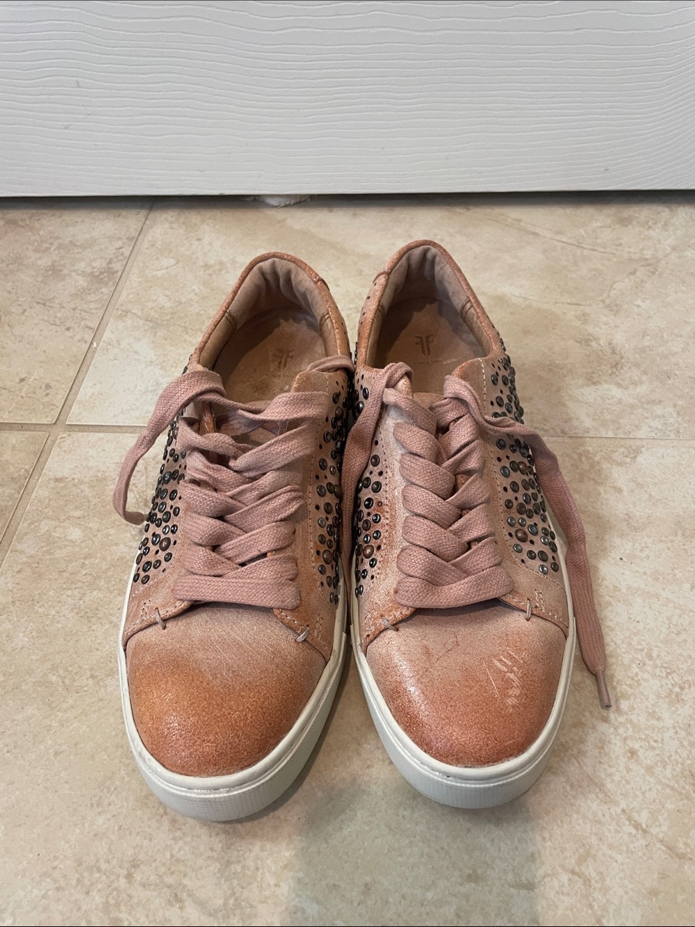 the Frye Ivy Deco Stud Low Lace Sneaker.
